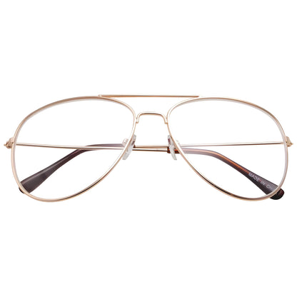 Retro Full Metal Aviator Sunglasses With Clear Lenses Glasses 9591