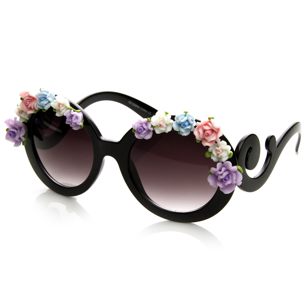 Celebrity Fun Round Swirl Flower Sunglasses 8852