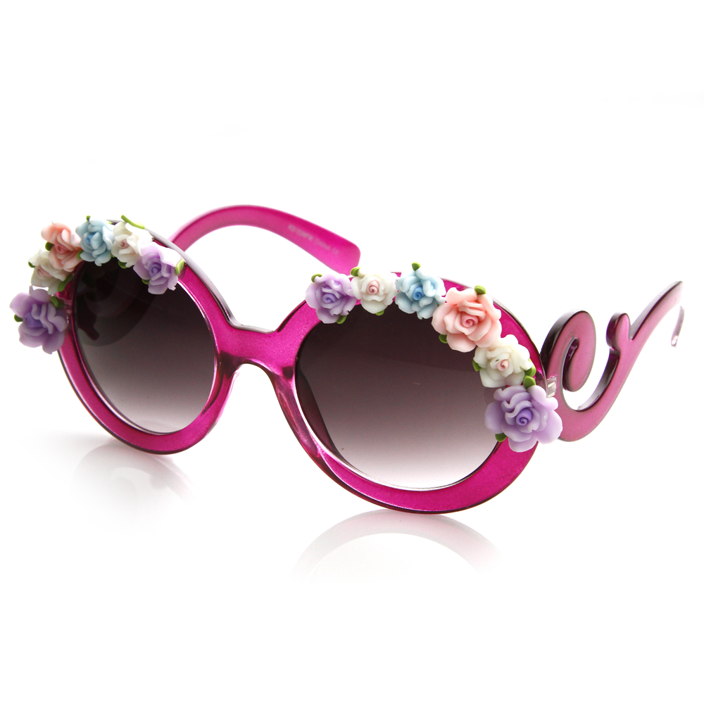 Celebrity Fun Round Swirl Flower Sunglasses 8852