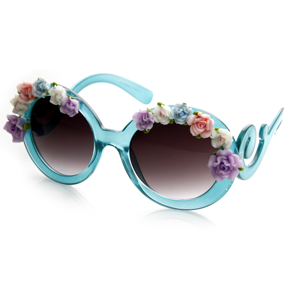 Celebrity Fun Round Swirl Flower Sunglasses 8852