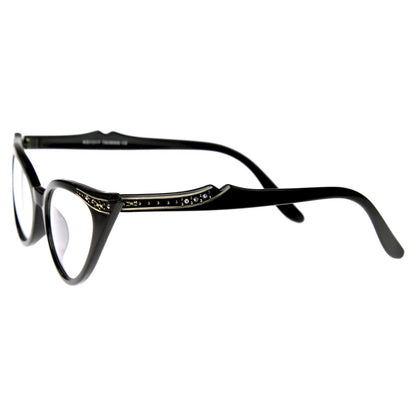 Vintage 1950s Fashion Clear Lens Glasses Rhinestones 8434