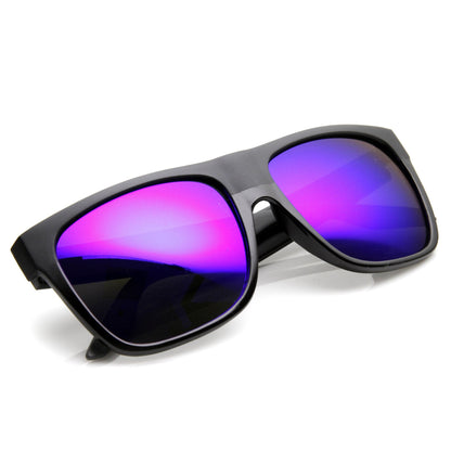 Frosted Retro Flat Top Candy Color Mirrored Lens Sunglasses 8610