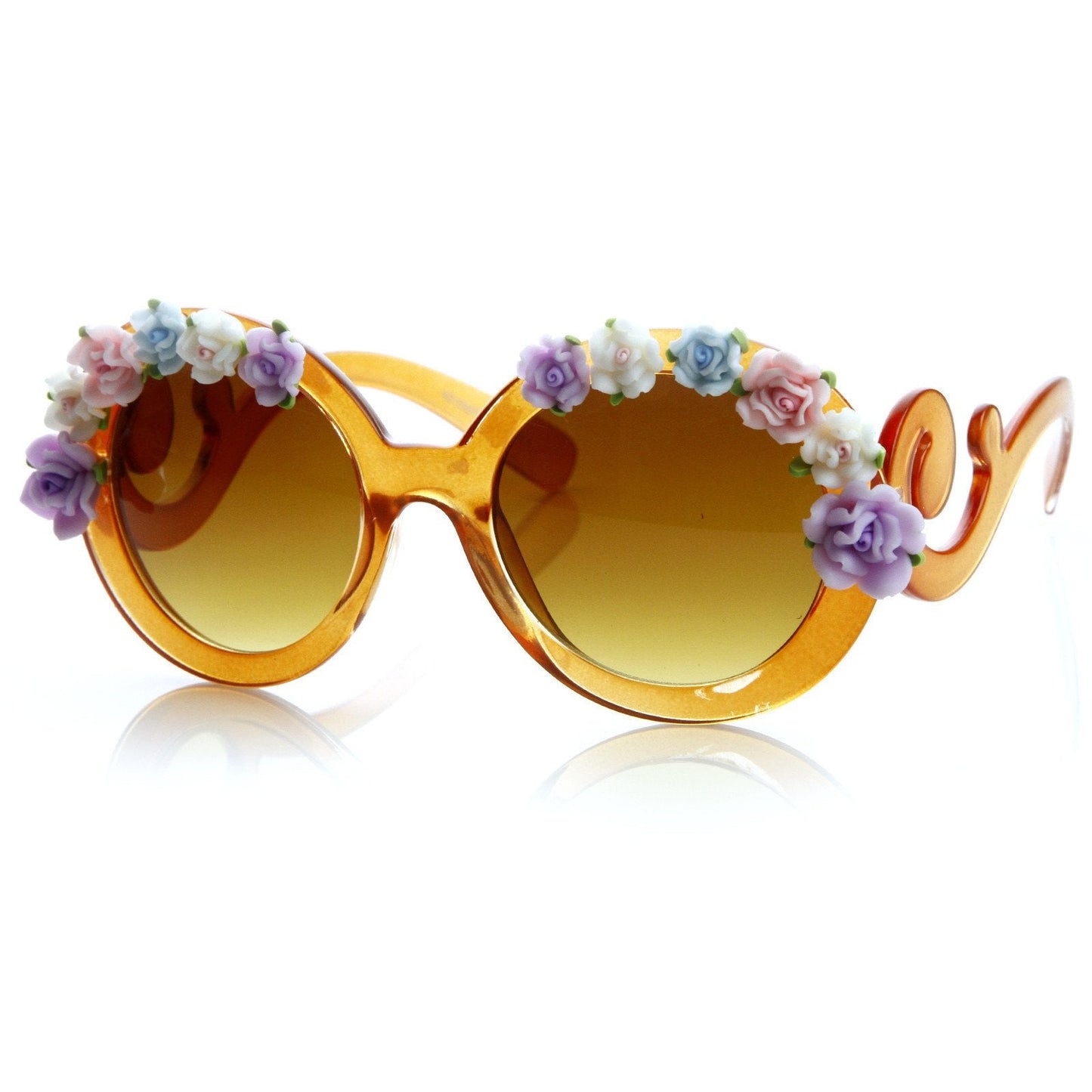 Celebrity Fun Round Swirl Flower Sunglasses 8852
