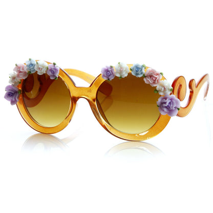 Celebrity Fun Round Swirl Flower Sunglasses 8852