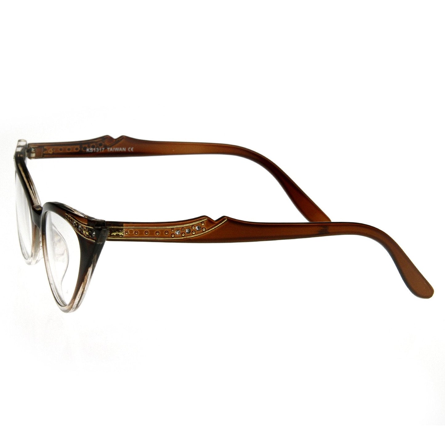 Vintage 1950's Womens Cat Eye Clear Lens Glasses 8783