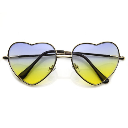 Cute Metal Heart Shape Rainbow Color Lens Sunglasses 9205