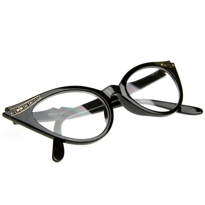 Vintage 1950s Fashion Clear Lens Glasses Rhinestones 8434