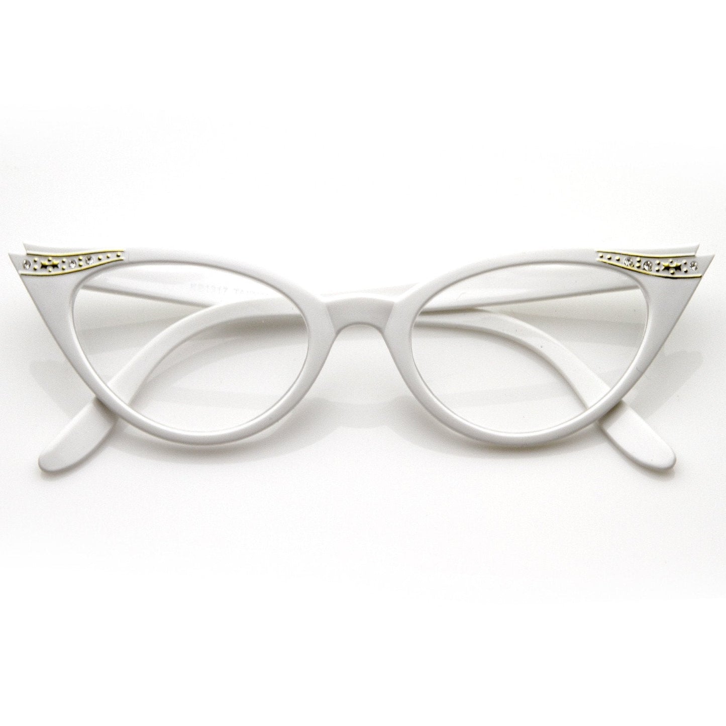 Vintage 1950s Fashion Clear Lens Glasses Rhinestones 8434