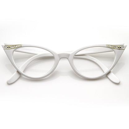 Vintage 1950s Fashion Clear Lens Glasses Rhinestones 8434