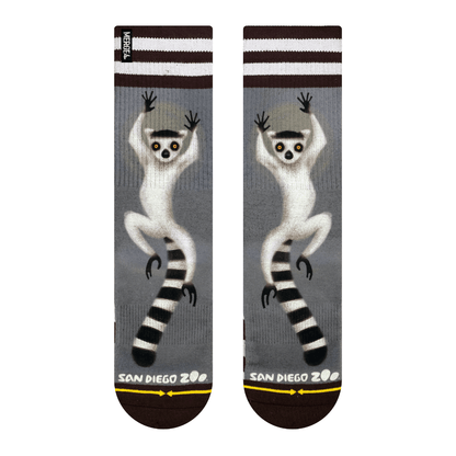 San Diego Zoo Ring-Tailed Lemur Adult Crew Sock