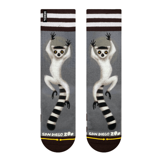 San Diego Zoo Ring-Tailed Lemur Adult Crew Sock