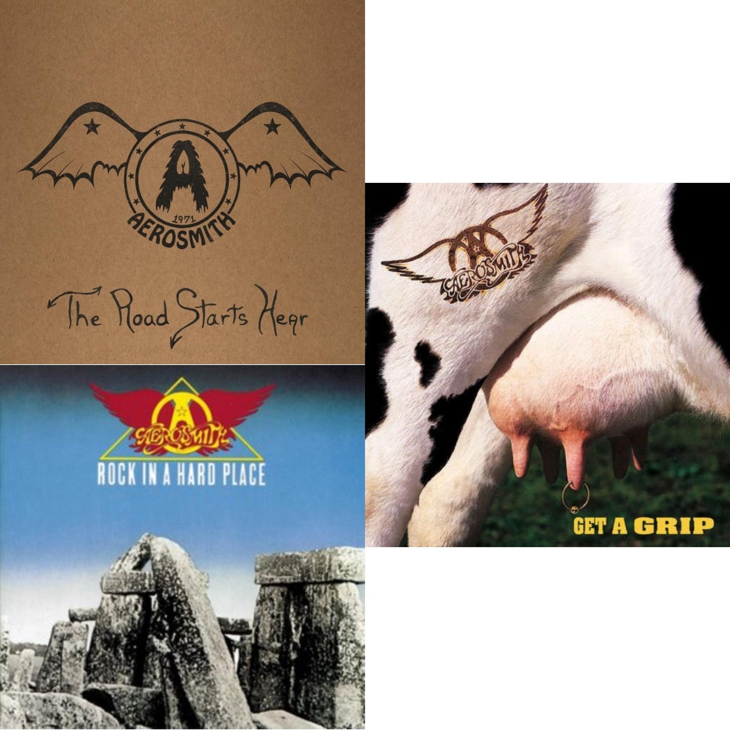 Aerosmith - 1971: The Road Starts Here & Rock In A Hard Place & Get A Grip - LP Vinyl Bundle