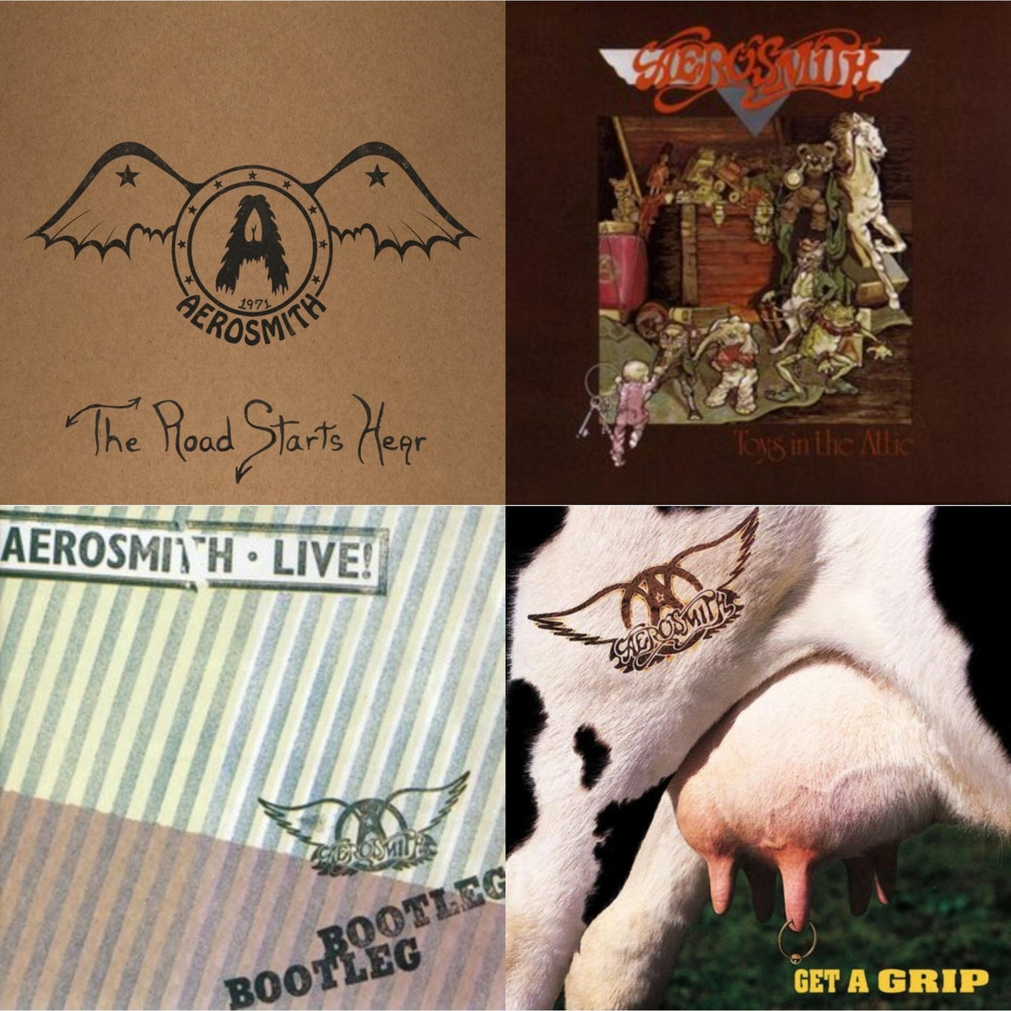 Aerosmith - 1971: The Road Starts Here & Toys In The Attic & Live! Bootleg (2LP) & Get A Grip