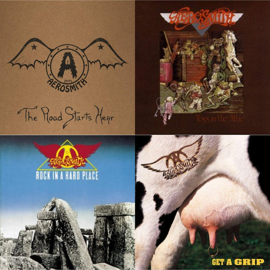 Aerosmith - 1971: The Road Starts Here & Toys In The Attic & Rock In A Hard Place & Get A Grip - LP Vinyl Bundle