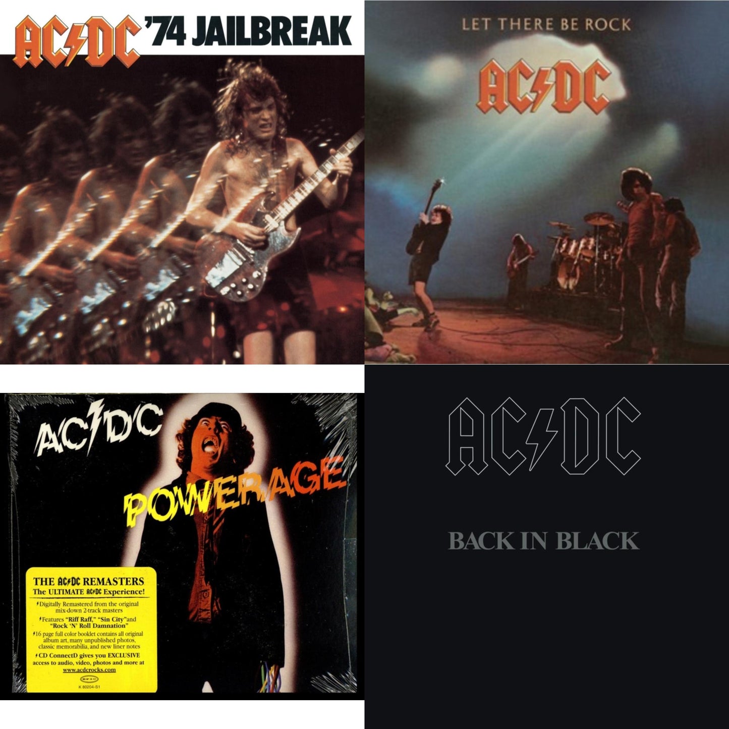 Ac/Dc - 74 Jailbreak & Let There Be Rock & Powerage & Back In Black - CD Bundle