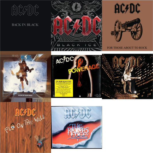 Ac/Dc - Powerage & Back In Black & For Those About To Rock & Razor's Edge & Black Ice & Stiff Upper Lip & Blow Up Your Video & Fly On The Wall - CD Bundle