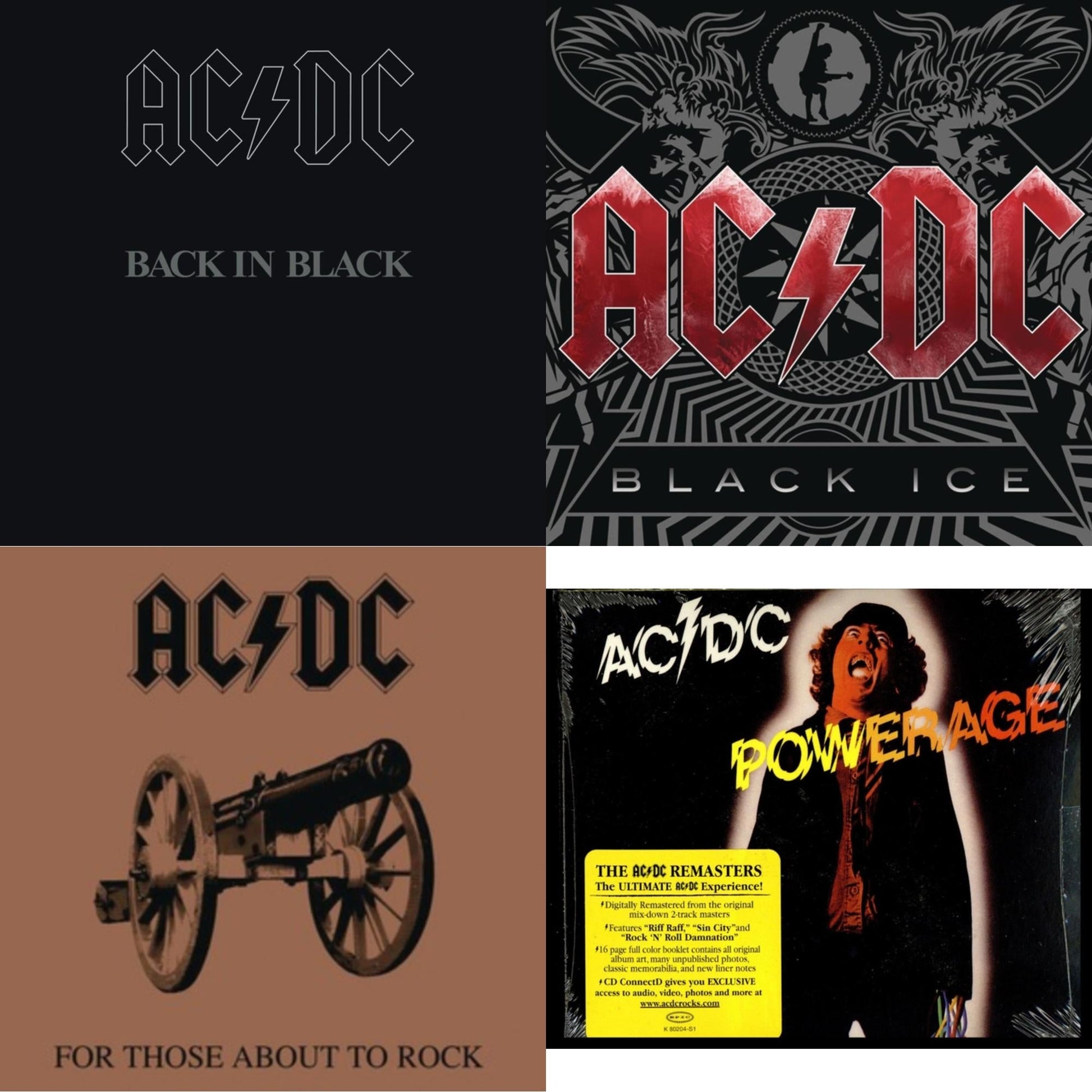Ac/Dc - Powerage & Back In Black & For Those About To Rock & Black Ice - CD Bundle