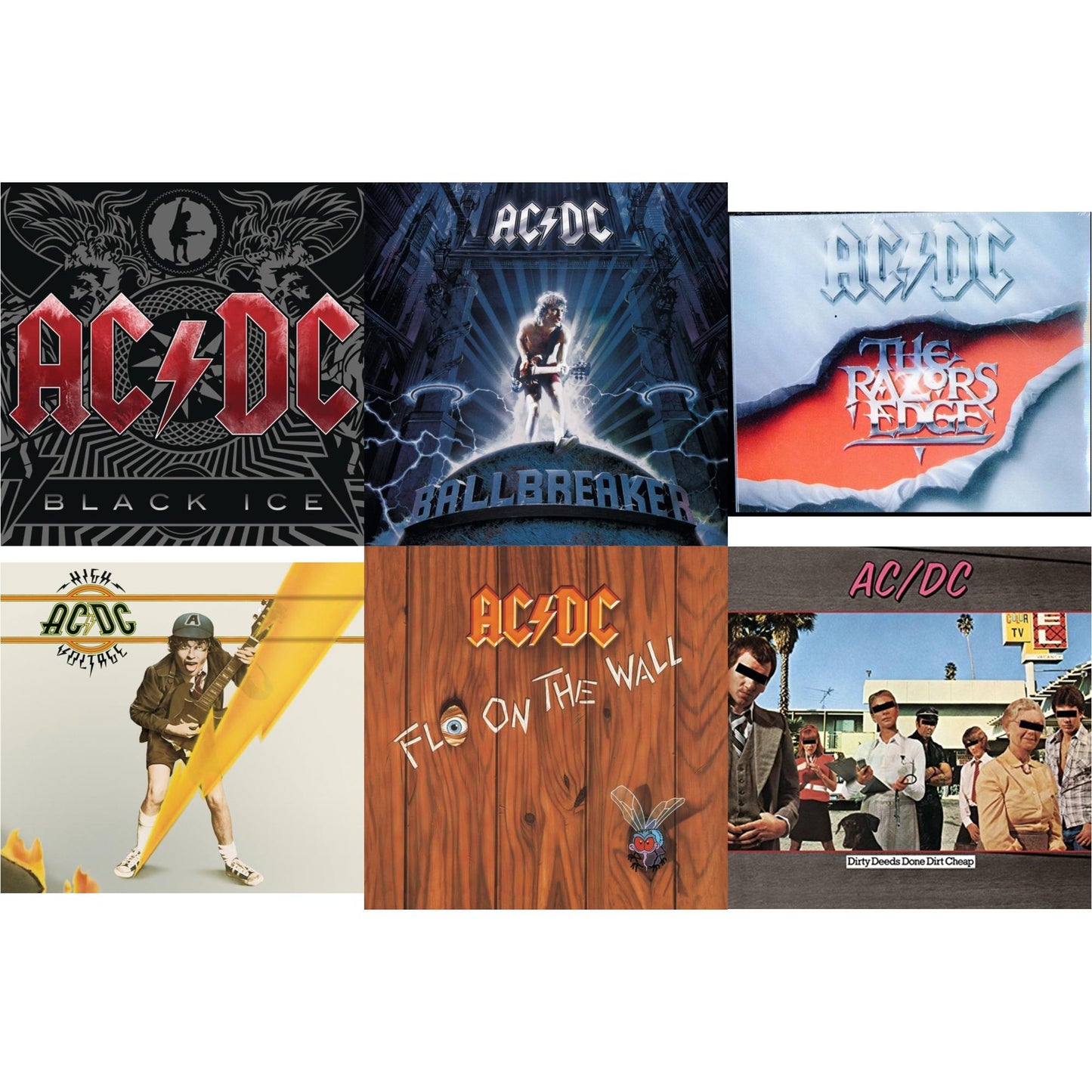 Ac/Dc - High Voltage & Dirty Deeds Done Dirt Cheap & Razor's Edge & Black Ice & Ballbreaker & Fly On The Wall - CD Bundle