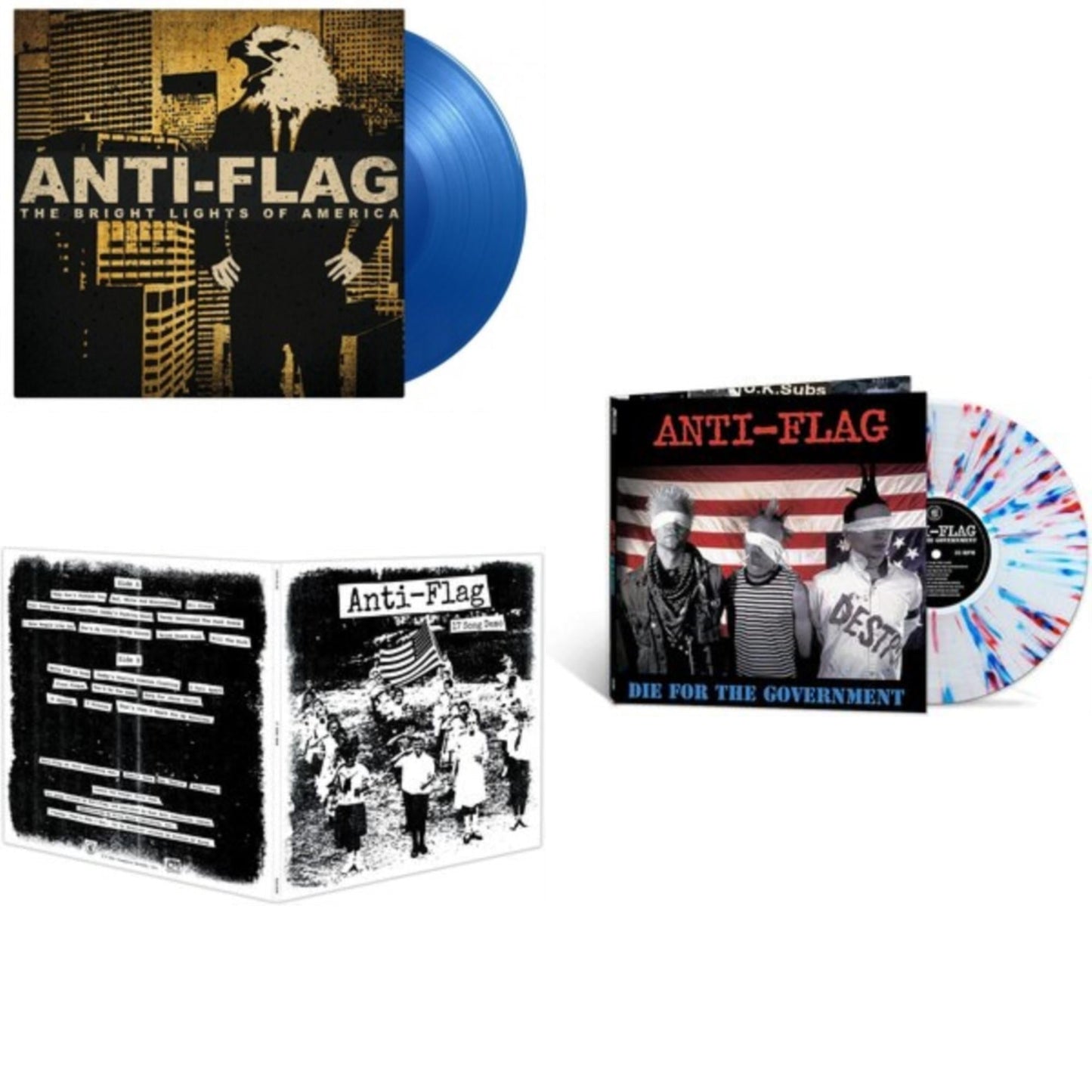 Anti-Flag - Bright Lights Of America (2LP/180G/Blue Vinyl) & 17 Song Demo & Die For The Government (Red White & Blue Splatter LP Vinyl)