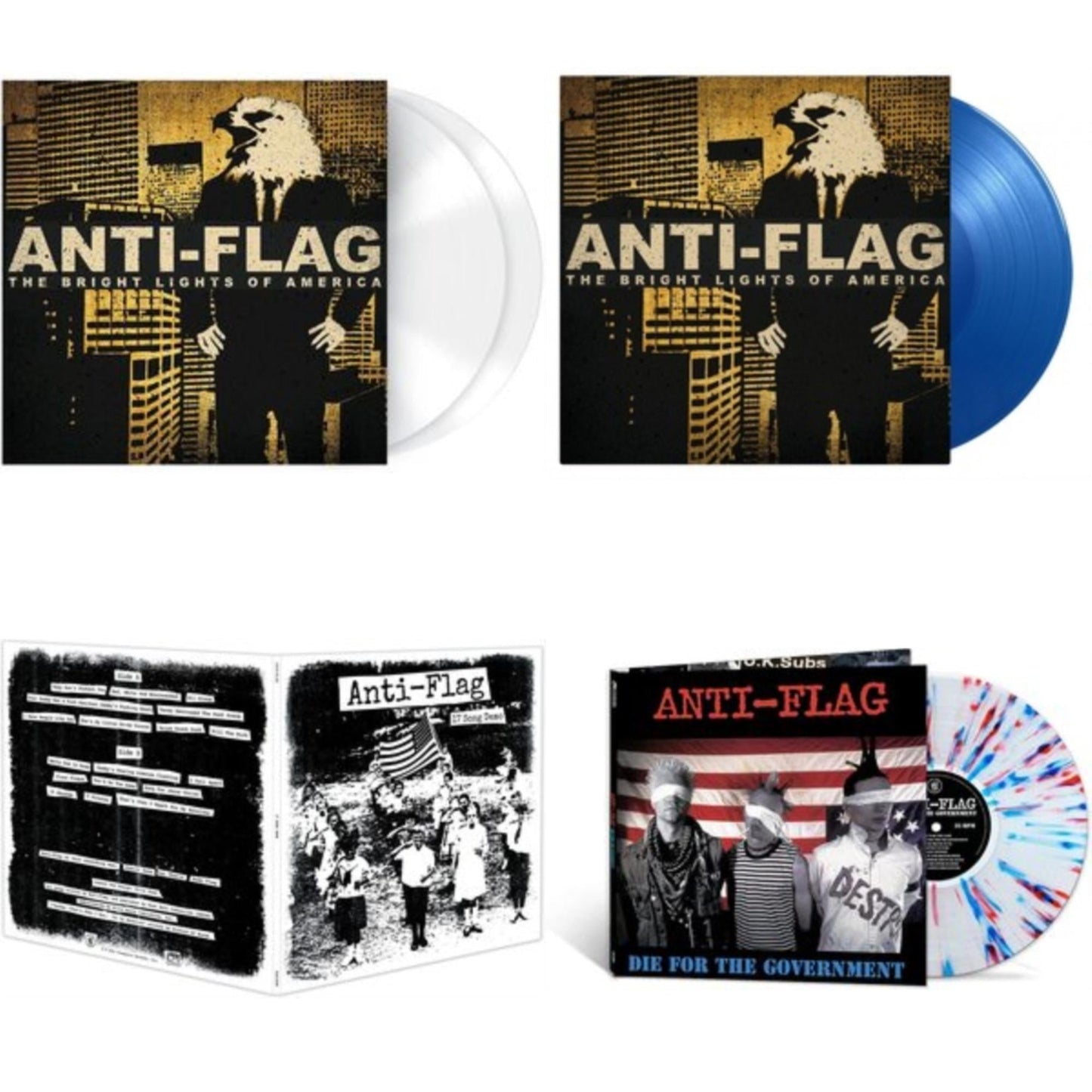Anti-Flag - Bright Lights Of America (2LP/180G/Solid White Vinyl) & Bright Lights Of America (2LP/180G/Blue Vinyl) & 17 Song Demo & Die For The Government (Red White & Blue Splatter LP Vinyl)