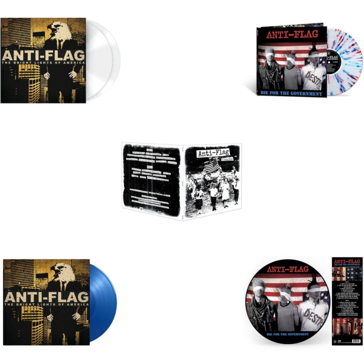 Anti-Flag - Bright Lights Of America (2LP/180G/Solid White Vinyl) & Bright Lights Of America (2LP/180G/Blue Vinyl) & 17 Song Demo & Die For The Government (Red White & Blue Splatter LP Vinyl) & Die For The Government (Picture Disc)