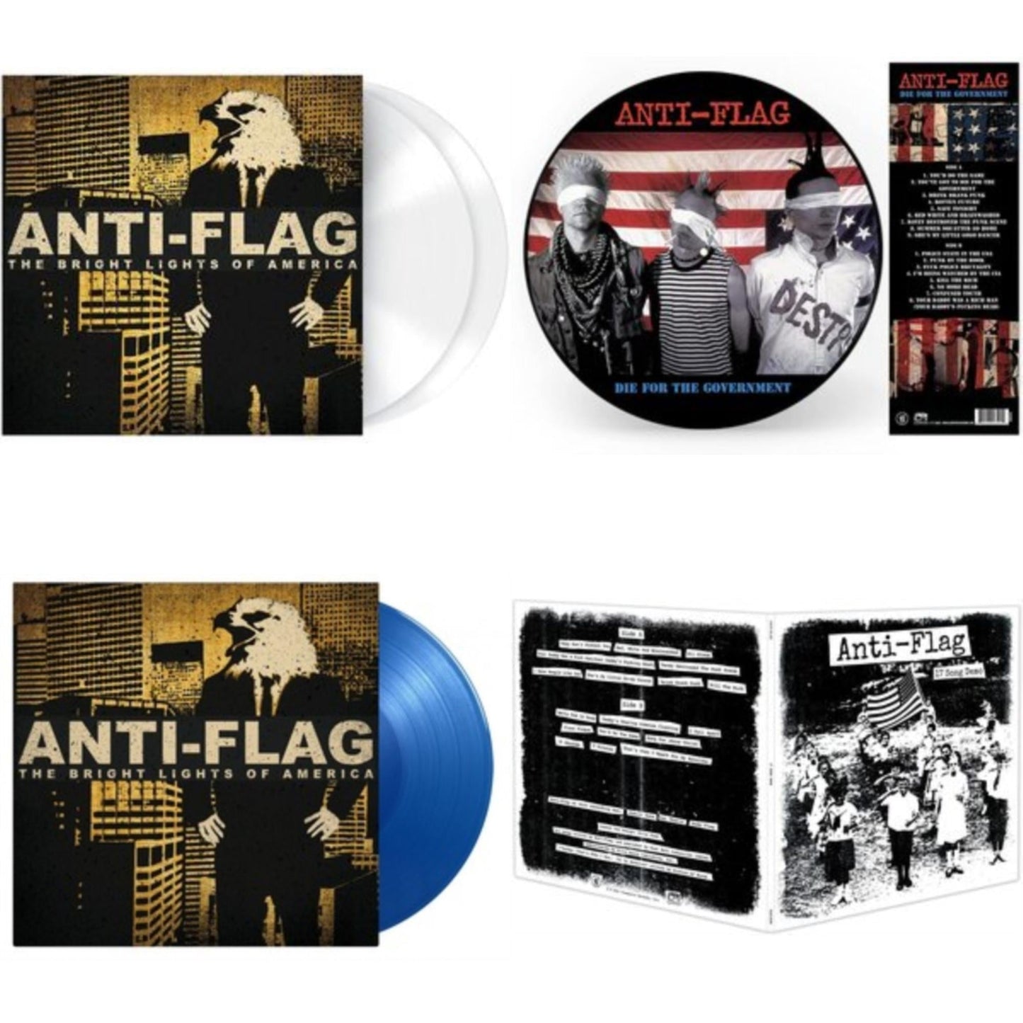 Anti-Flag - Bright Lights Of America (2LP/180G/Solid White Vinyl) & Die For The Government (Picture Disc) & Bright Lights Of America (2LP/180G/Blue Vinyl) & 17 Song Demo