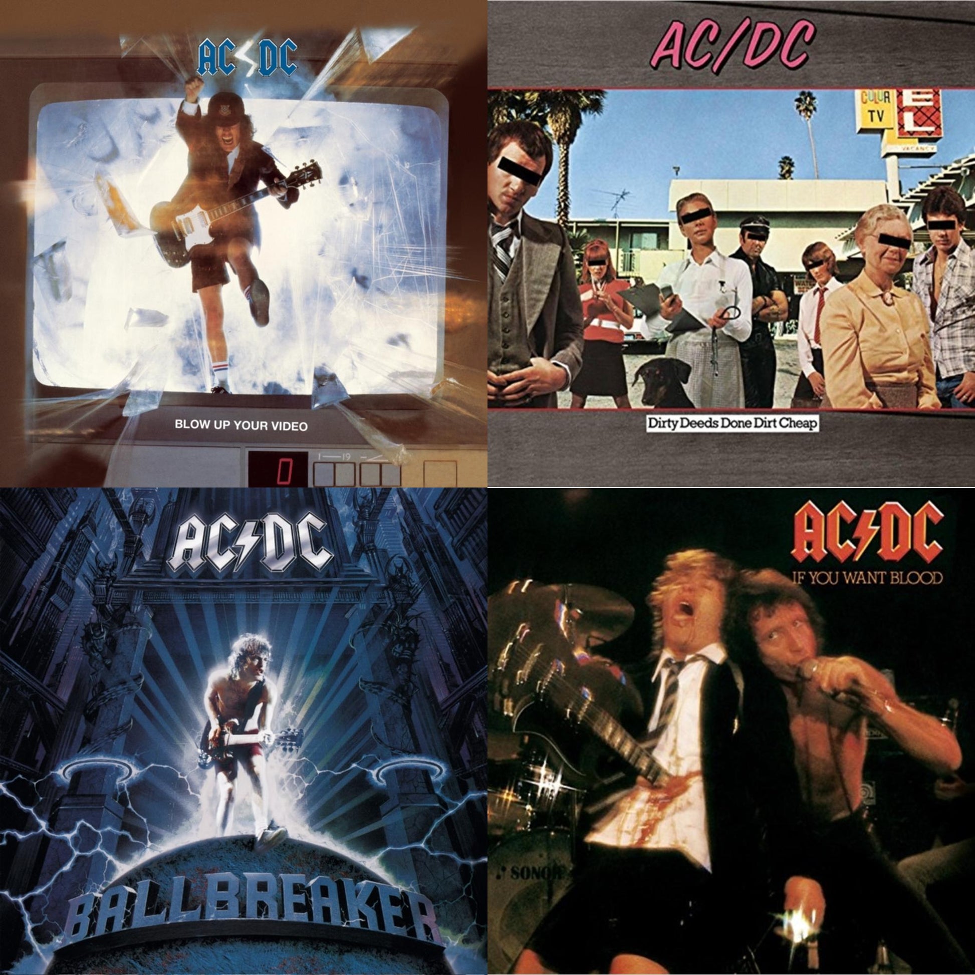 Ac/Dc - Dirty Deeds Done Dirt Cheap & If You Want Blood You've Got It & Ballbreaker & Blow Up Your Video - CD Bundle