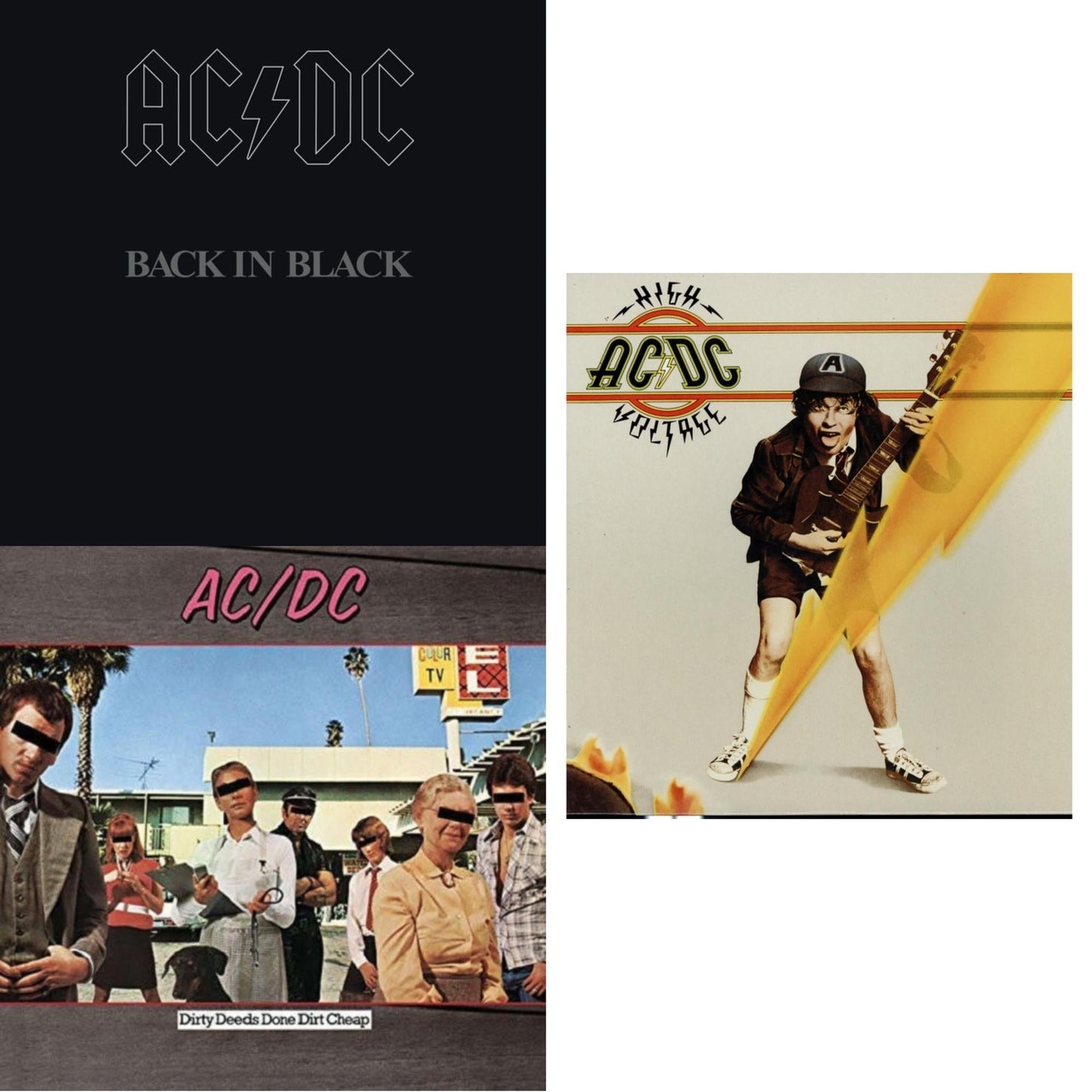 Ac/Dc - High Voltage (180G) & Dirty Deeds Done Dirt Cheap (180G) & Back In Black (180G) - LP Vinyl Bundle