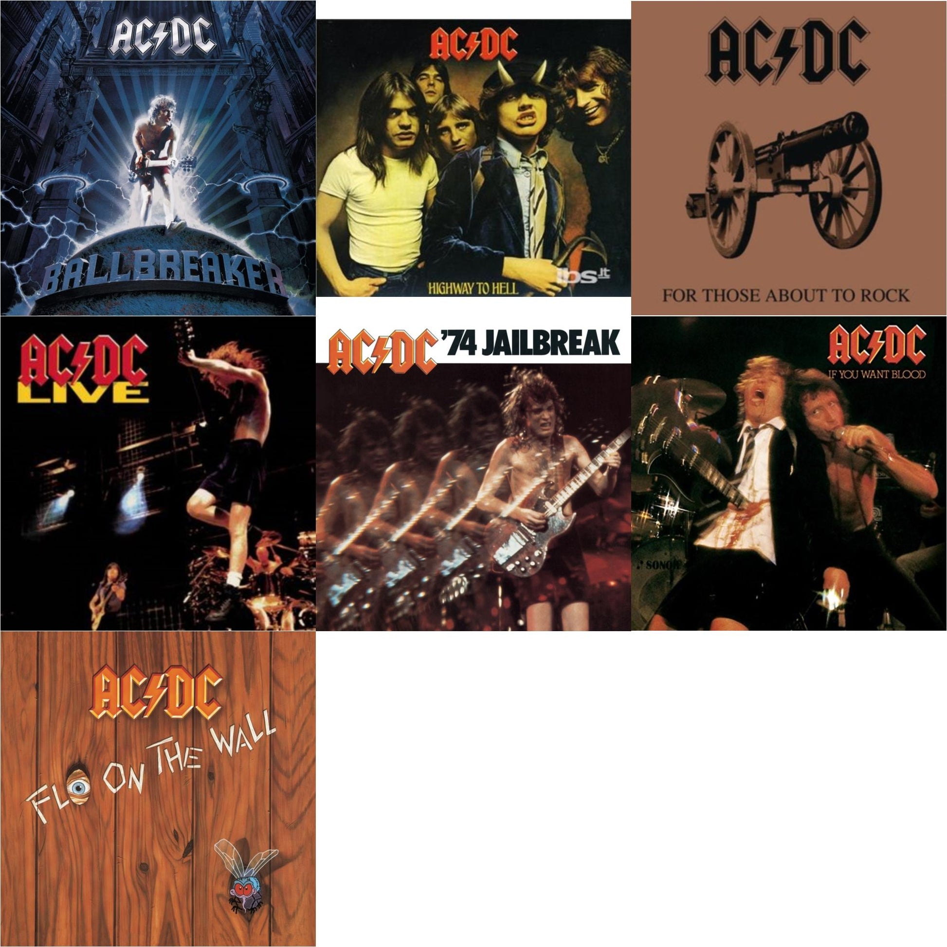 Ac/Dc - 74 Jailbreak & If You Want Blood You've Got It & Highway To Hell & For Those About To Rock & Live & Ballbreaker & Fly On The Wall - CD Bundle