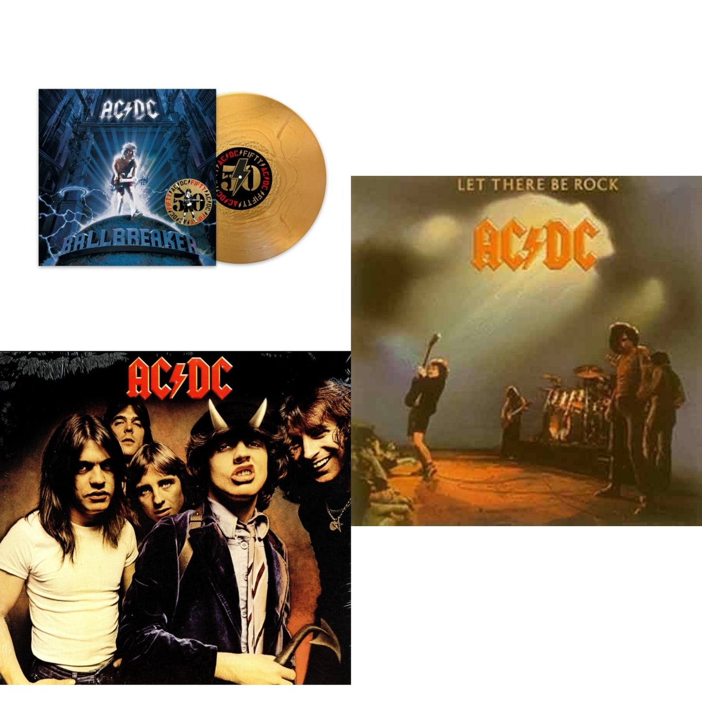 Ac/Dc - Ballbreaker (50Th Anniversary/Gold Color LP Vinyl) & Let There Be Rock (180G) & Highway To Hell (180G)