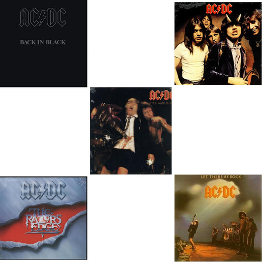 Ac/Dc - Let There Be Rock (180G) & If You Want Blood You've Got It (180G) & Highway To Hell (180G) & Back In Black (180G) & Razor’S Edge (180G) - LP Vinyl Bundle