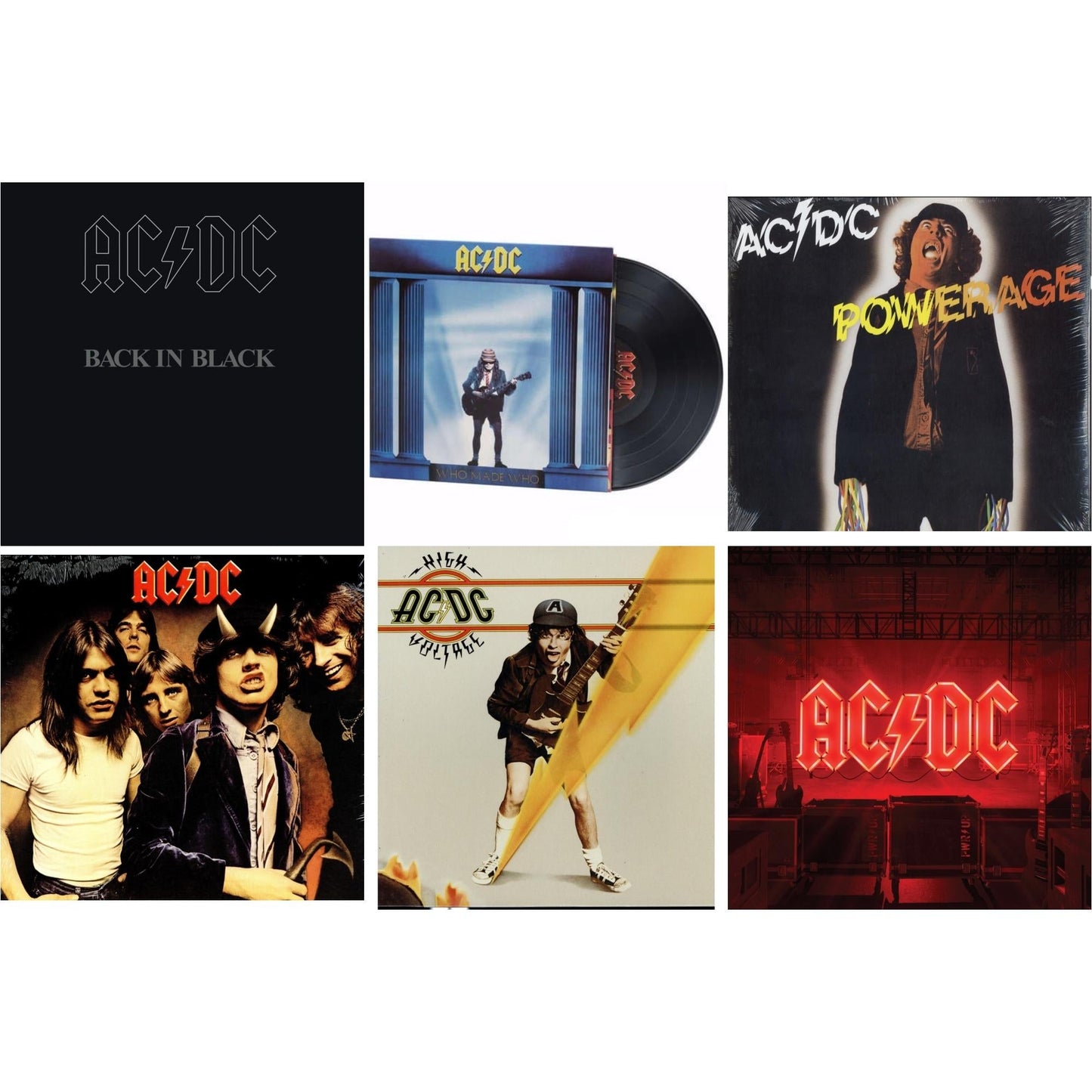 Ac/Dc - Power Up (180G/Gatefold Jacket/Inner Sleeve) & High Voltage (180G) & Powerage (180G) & Highway To Hell (180G) & Back In Black (180G) & Who Made Who (180G) - LP Vinyl Bundle