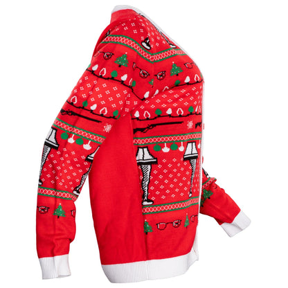 A Christmas Story Leg Lamp Button Up Cardigan Ugly Holiday Sweater