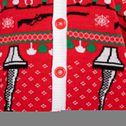 A Christmas Story Leg Lamp Button Up Cardigan Ugly Holiday Sweater