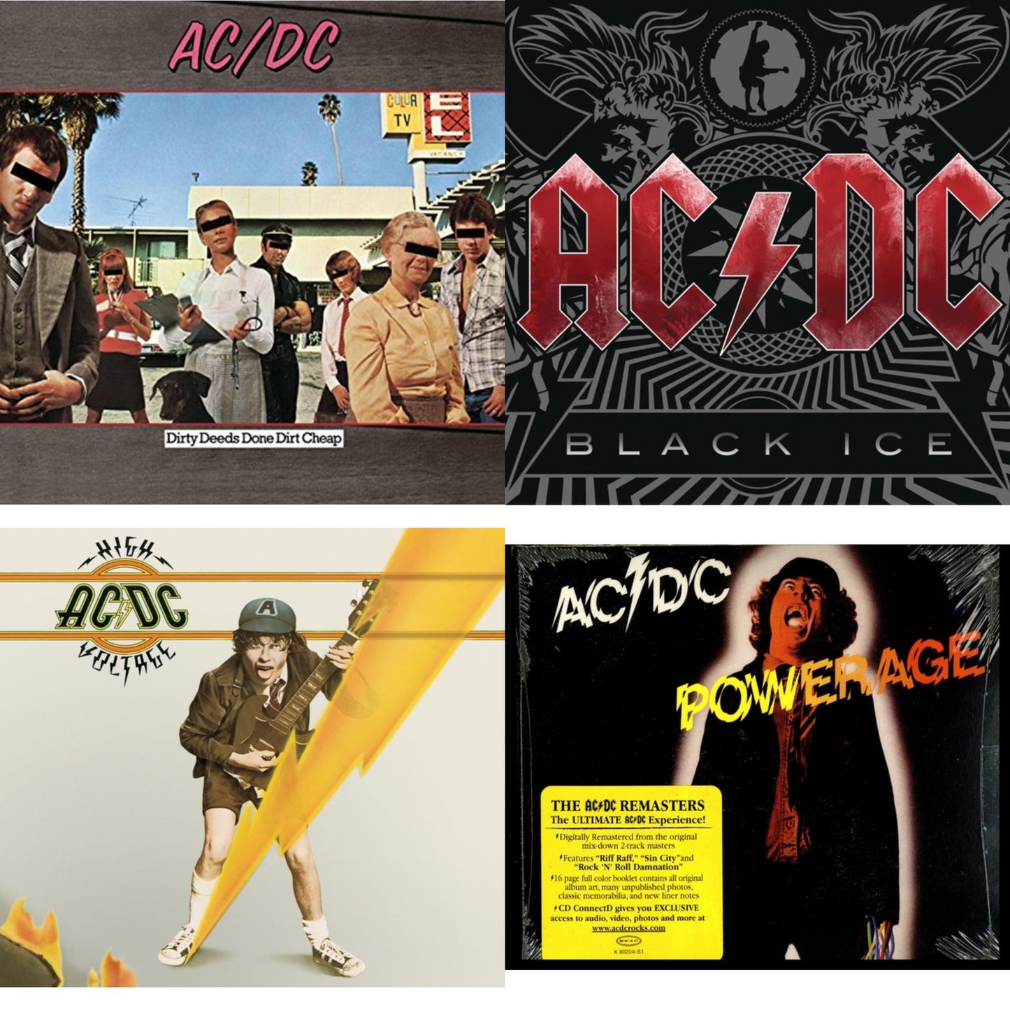 Ac/Dc - High Voltage & Dirty Deeds Done Dirt Cheap & Powerage & Black Ice - CD Bundle