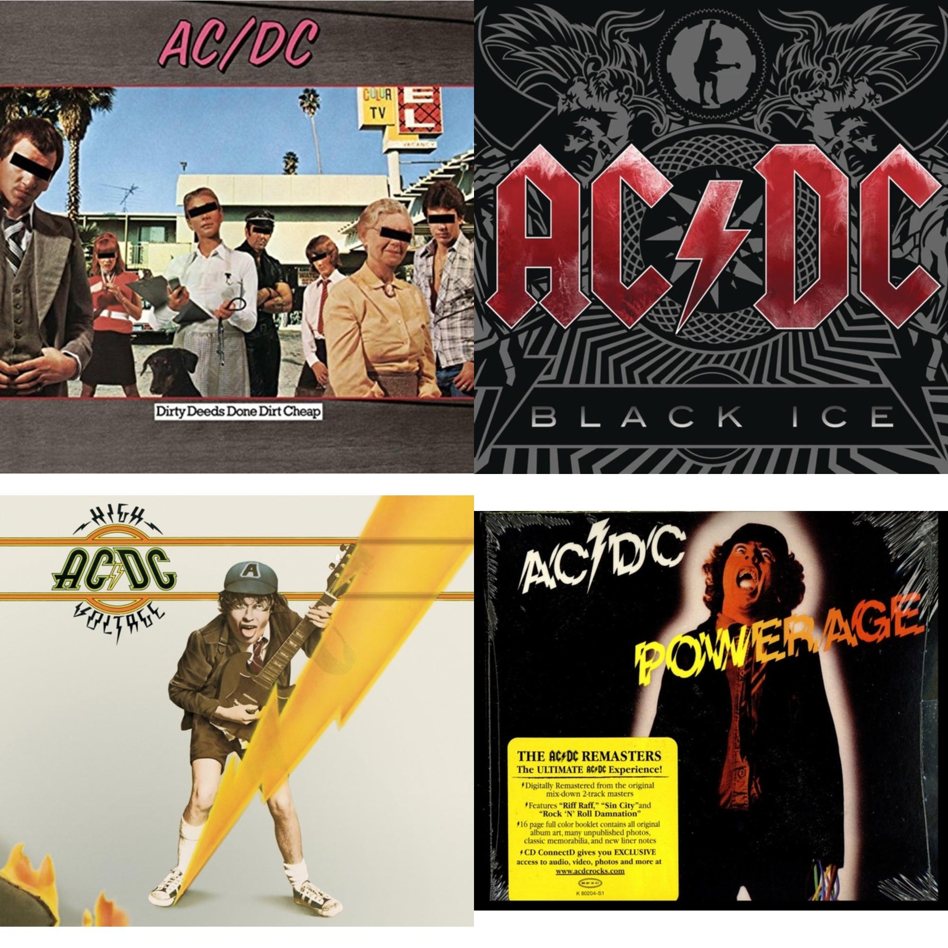 Ac/Dc - High Voltage & Dirty Deeds Done Dirt Cheap & Powerage & Black Ice - CD Bundle