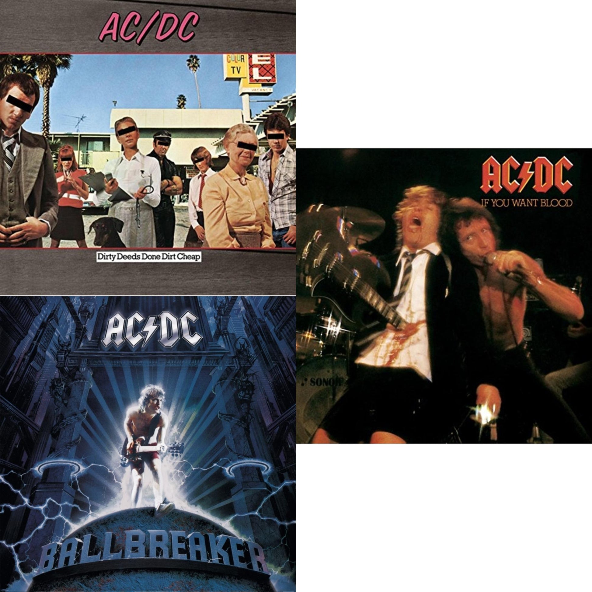 Ac/Dc - Dirty Deeds Done Dirt Cheap & If You Want Blood You've Got It & Ballbreaker - CD Bundle