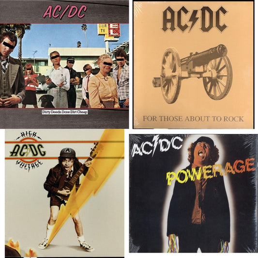 Ac/Dc - High Voltage (180G) & Dirty Deeds Done Dirt Cheap (180G) & Powerage (180G) & For Those About To Rock (180G) - LP Vinyl Bundle