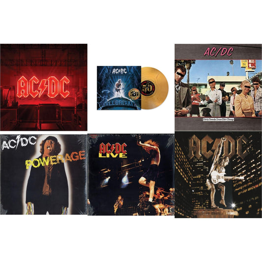 Ac/Dc - Power Up (180G/Gatefold Jacket/Inner Sleeve) & Ballbreaker (50Th Anniversary/Gold Color LP Vinyl) & Dirty Deeds Done Dirt Cheap (180G) & Powerage (180G) & Live (2LP/180G) & Stiff Upper Lip (180G)