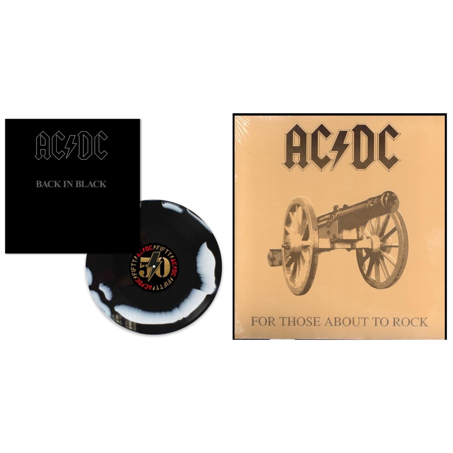 Ac/Dc - Back In Black (Black/White Blend LP Vinyl) & For Those About To Rock (180G)