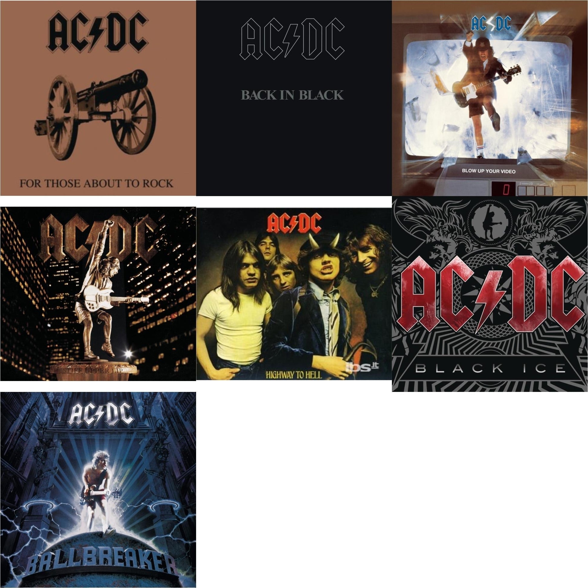 Ac/Dc - Highway To Hell & Back In Black & For Those About To Rock & Black Ice & Ballbreaker & Stiff Upper Lip & Blow Up Your Video - CD Bundle