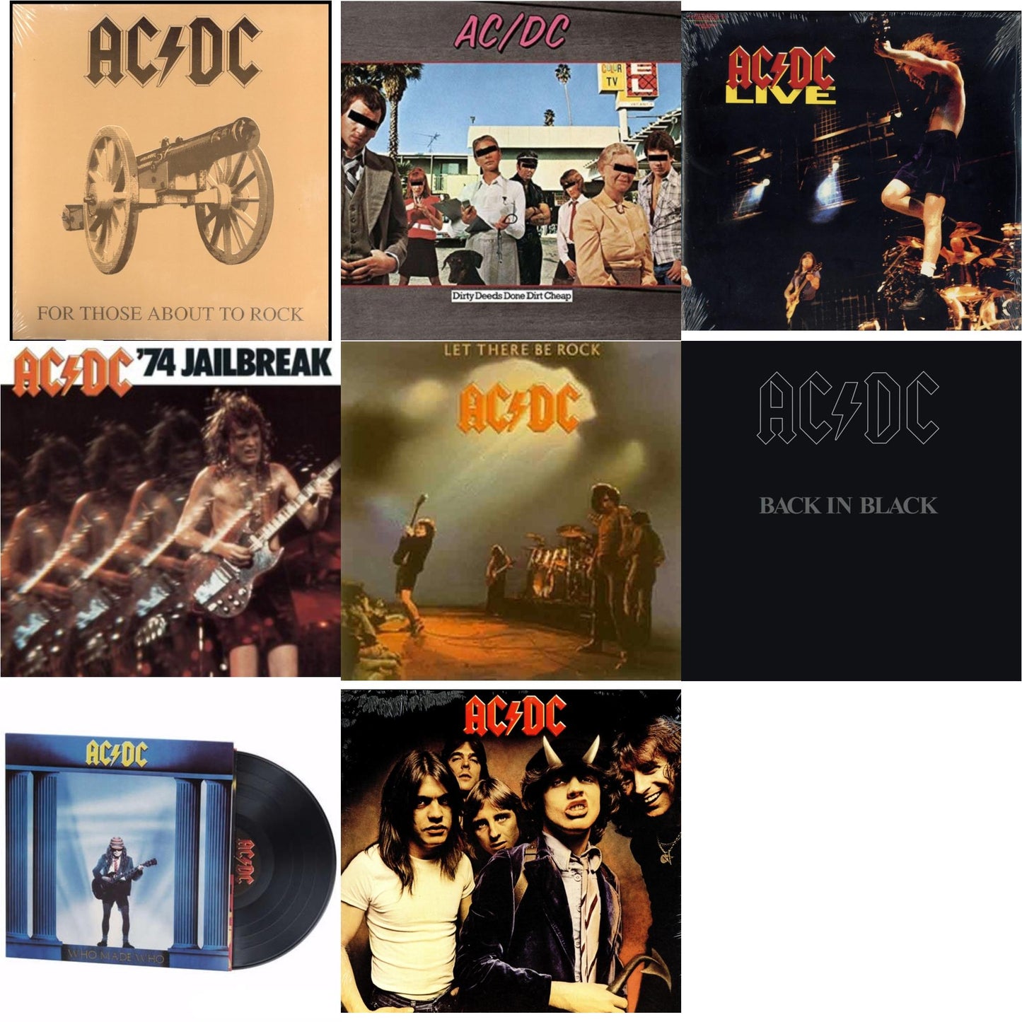 Ac/Dc - 74 Jailbreak (180G) & Dirty Deeds Done Dirt Cheap (180G) & Let There Be Rock (180G) & Highway To Hell (180G) & Back In Black (180G) & For Those About To Rock (180G) & Who Made Who (180G) & Live (2LP/180G)