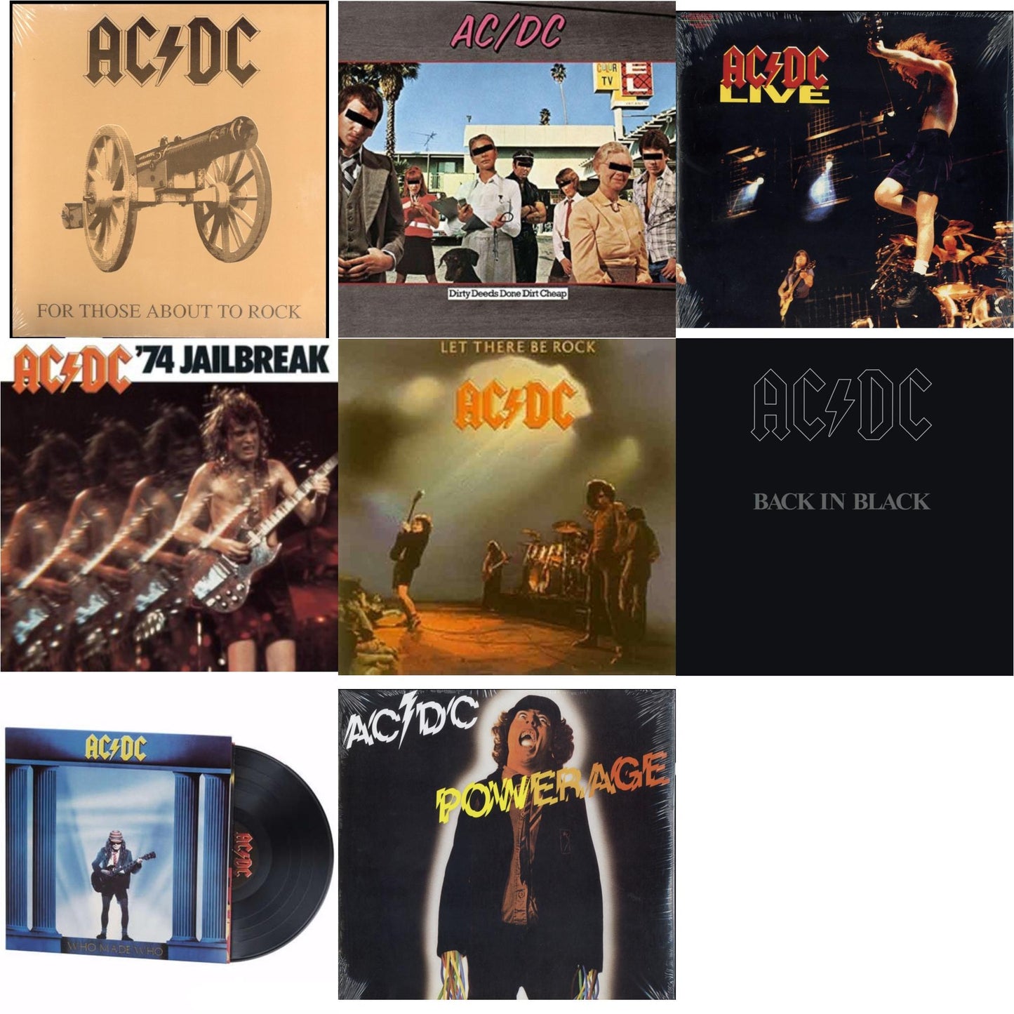 Ac/Dc - 74 Jailbreak (180G) & Dirty Deeds Done Dirt Cheap (180G) & Let There Be Rock (180G) & Powerage (180G) & Back In Black (180G) & For Those About To Rock (180G) & Who Made Who (180G) & Live (2LP/180G)