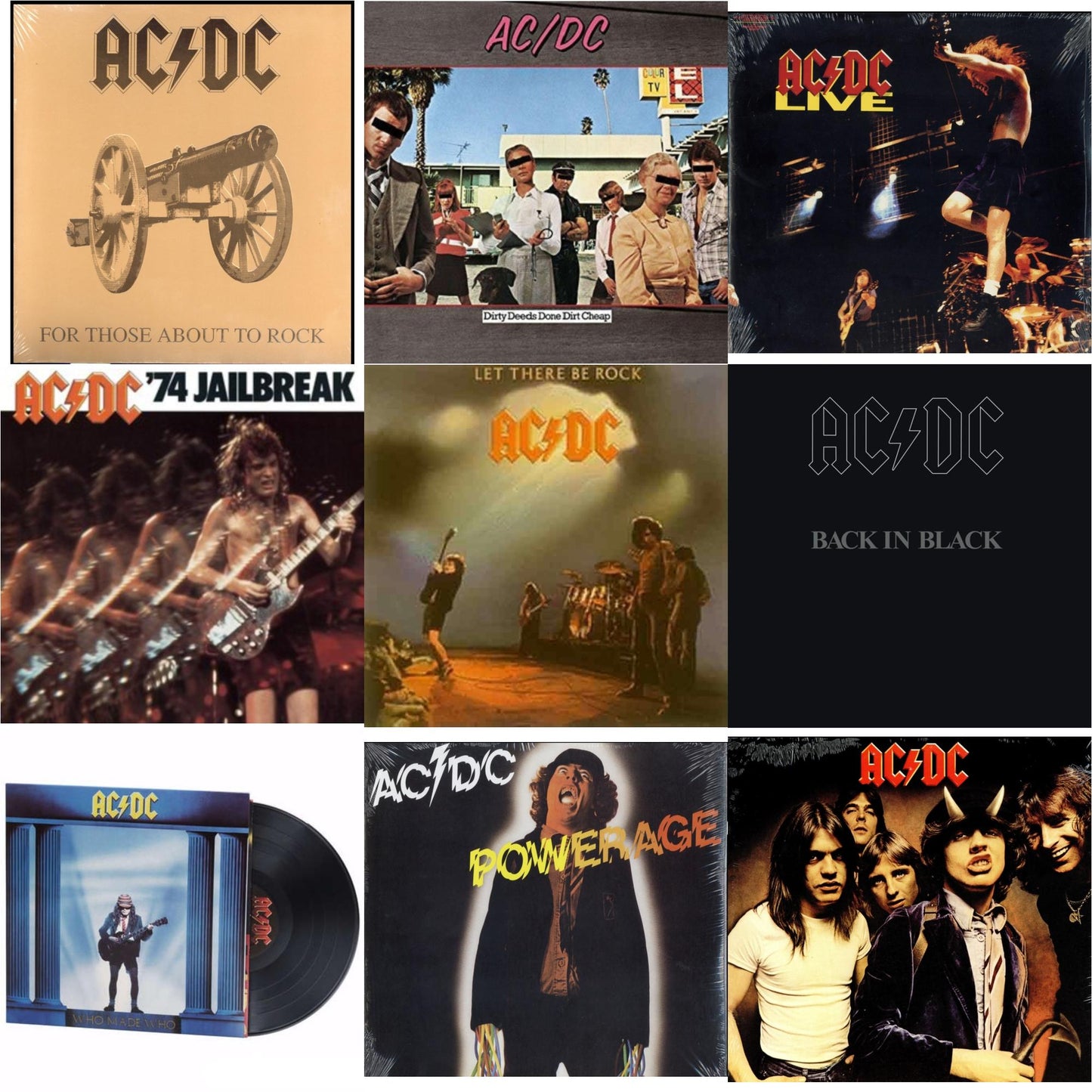 Ac/Dc - 74 Jailbreak (180G) & Dirty Deeds Done Dirt Cheap (180G) & Let There Be Rock (180G) & Powerage (180G) & Highway To Hell (180G) & Back In Black (180G) & For Those About To Rock (180G) & Who Made Who (180G) & Live (2LP/180G)
