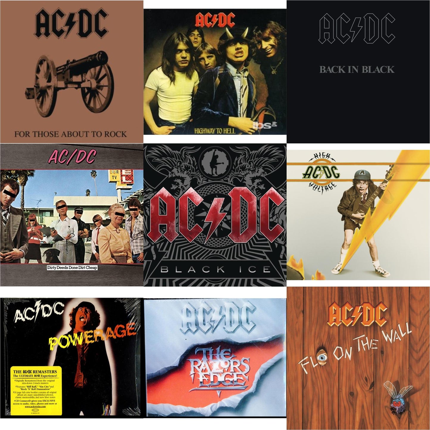 Ac/Dc - High Voltage & Dirty Deeds Done Dirt Cheap & Powerage & Highway To Hell & Back In Black & For Those About To Rock & Razor's Edge & Black Ice & Fly On The Wall - CD Bundle