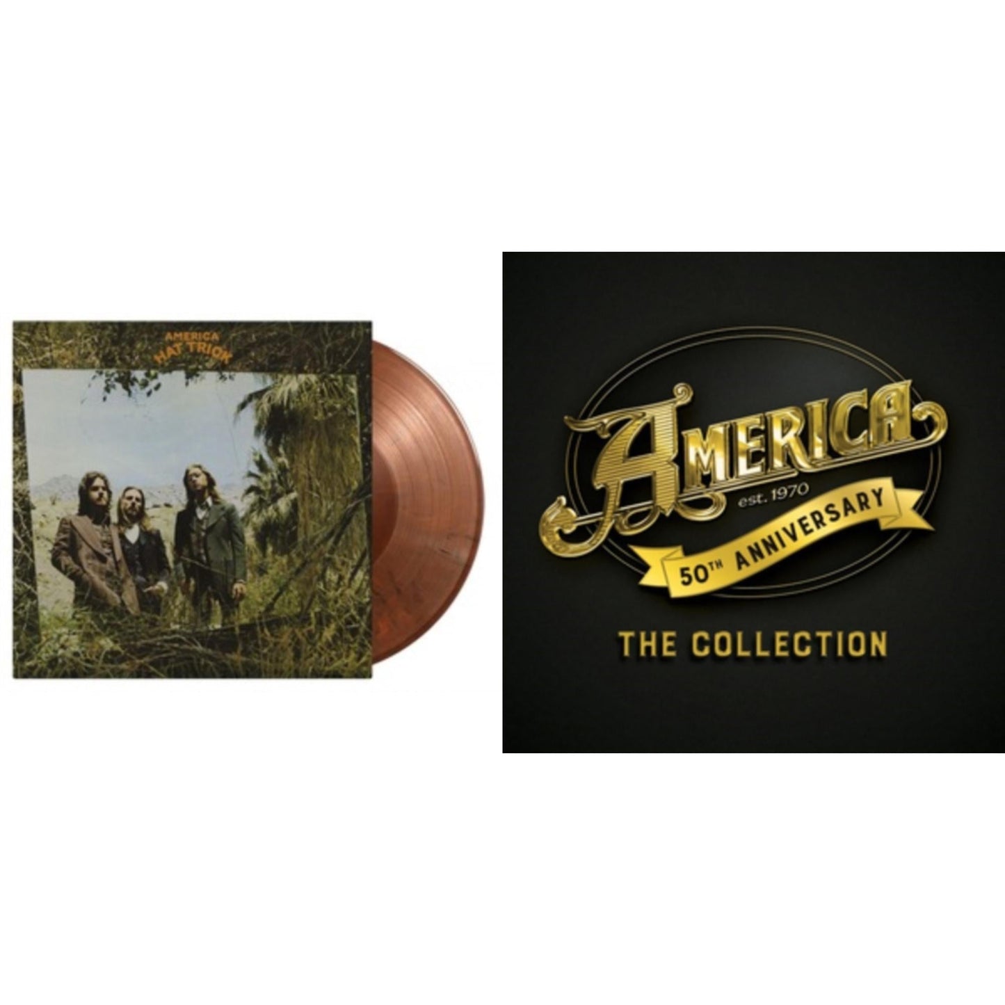 America - 50Th Anniversary & Hat Trick (Limited/Orange & Black Mixed/180G) - LP Vinyl Bundle