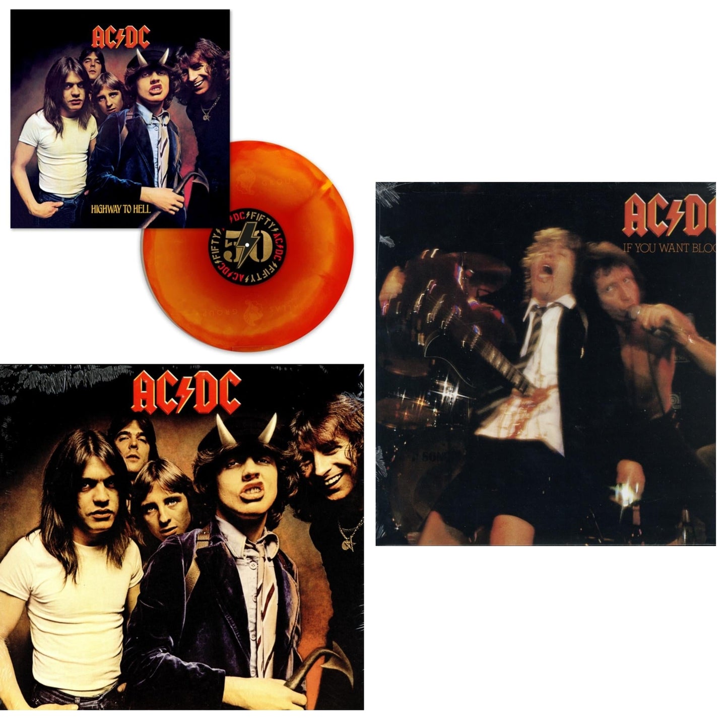 Ac/Dc - Highway To Hell (Orange Blend LP Vinyl) & If You Want Blood You've Got It (180G) & Highway To Hell (180G)