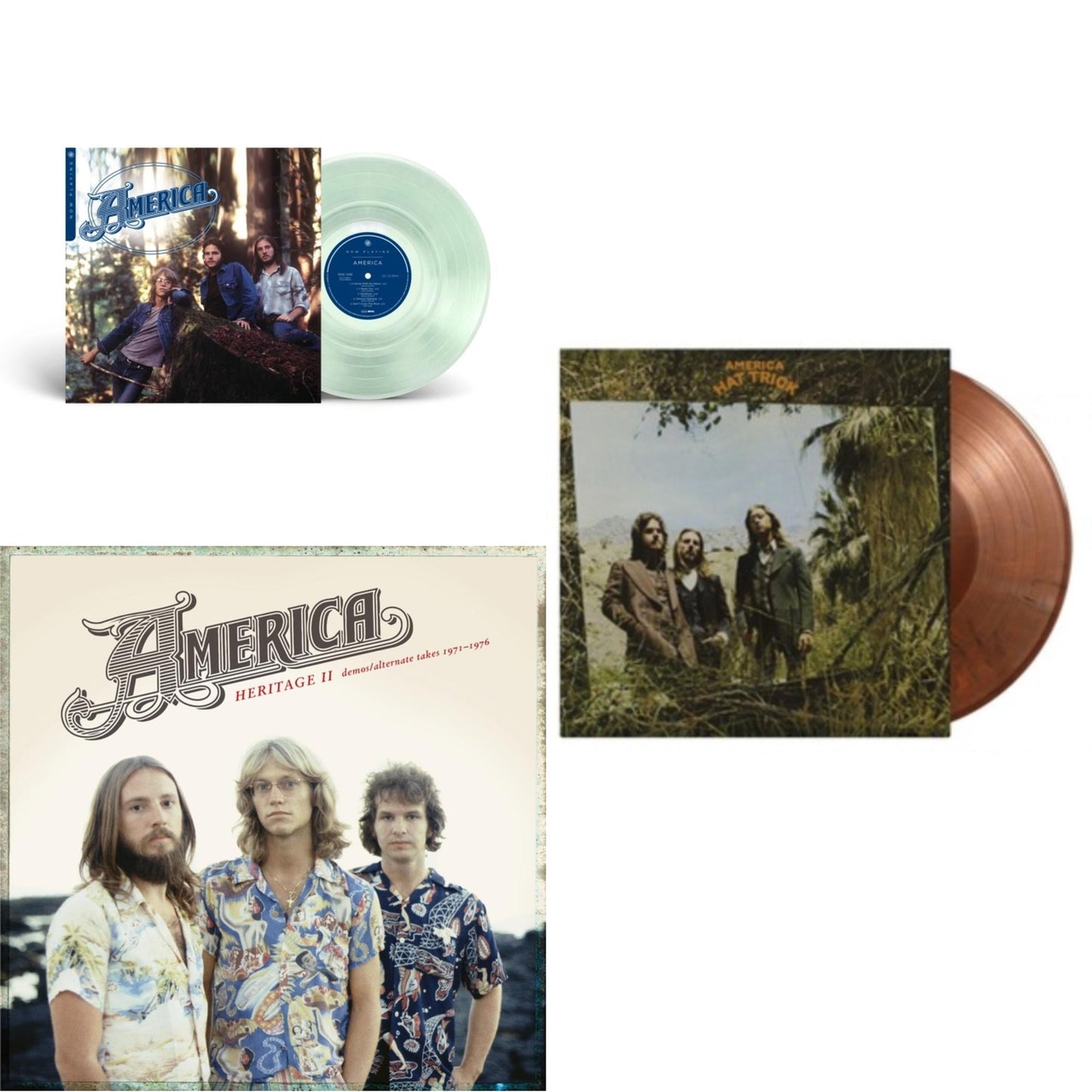 America - Now Playing (Bottle Clear LP Vinyl) (Syeor) & Heritage Ii: Demos/Alternate Takes 1971–1976 & Hat Trick (Limited/Orange & Black Mixed/180G)