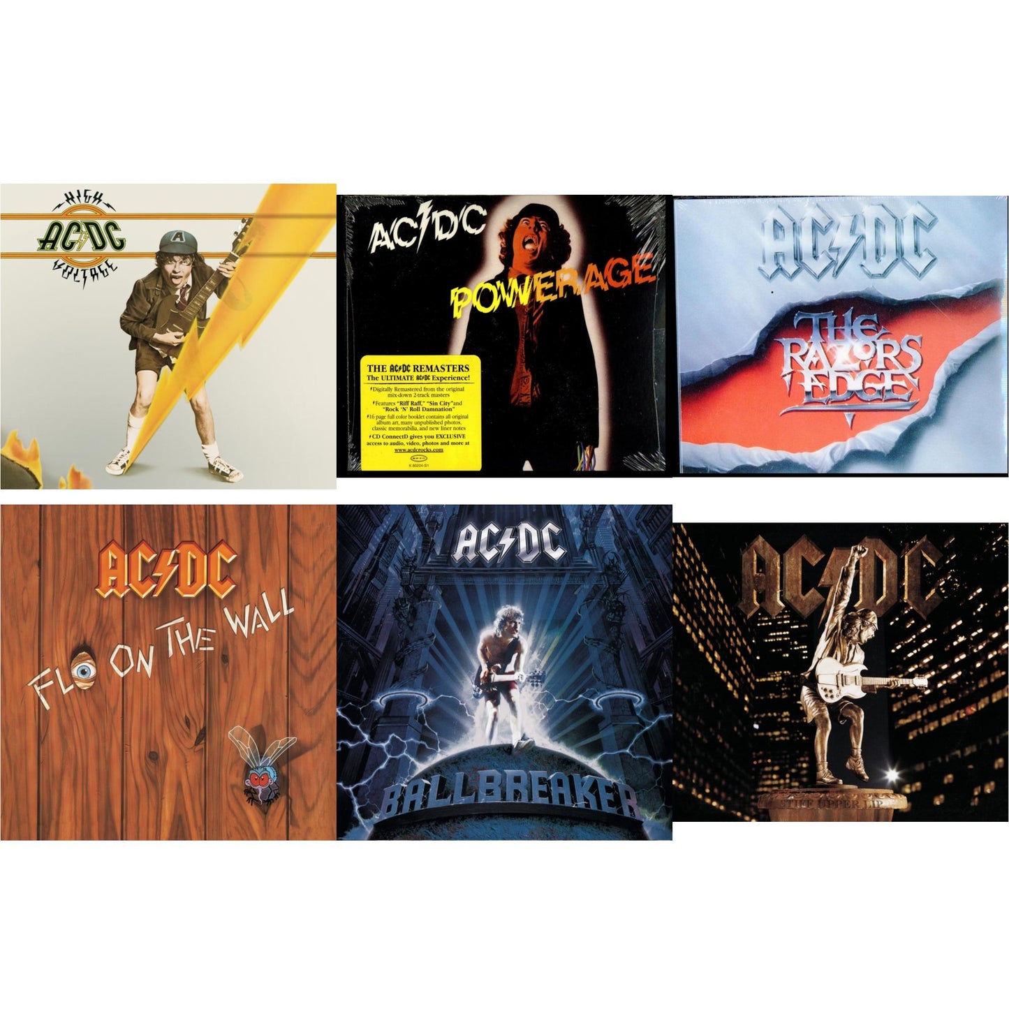 Ac/Dc - High Voltage & Powerage & Razor's Edge & Ballbreaker & Stiff Upper Lip & Fly On The Wall - CD Bundle
