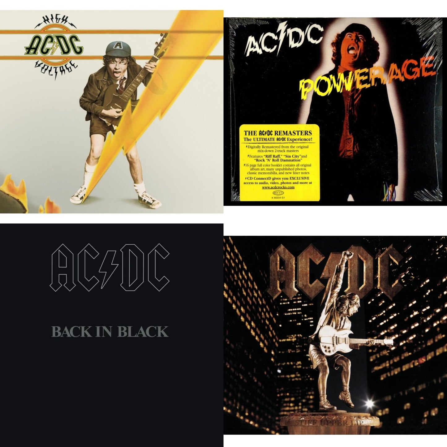 Ac/Dc - High Voltage & Powerage & Back In Black & Stiff Upper Lip - CD Bundle
